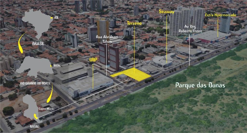 Figura 23: Localização do terreno e seu entorno Fonte: Google Maps, 2017. Nota: Adaptada pela autora, 2017.