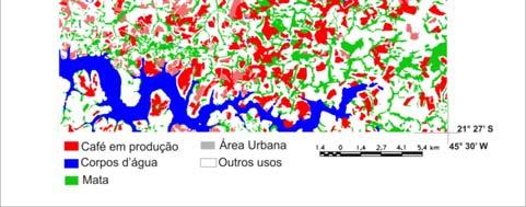 A Figura 3 mostra o mapa de uso da terra obtido por classificação visual e conferido em campo. Esse mapa será utilizado como referência para avaliar a acurácia da classificação da RNA.