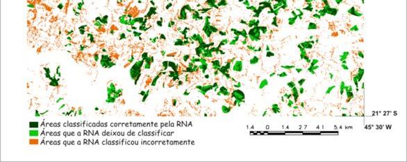 Considerações finais Neste trabalho, foi realizada a classificação de imagens de sensoriamento remoto por uma rede neural artificial (RNA) e seu resultado comparado com a classificação obtida por