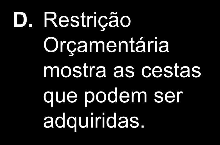 Restrição Orçamentária A. $1200/$4 = 300 peixes B. $1200/$1 = 1200 mangas C.