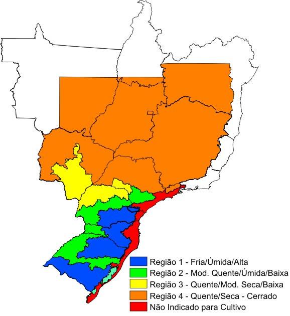 Os dados dos municípios de Santa Catarina e Paraná foram considerados nos respectivos Estados e Regiões Homogêneas de Adaptação, não sendo considerados na média do Estado do Rio Grande do Sul.