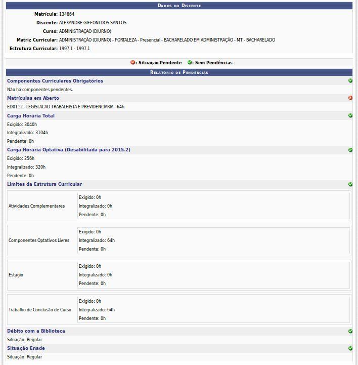 horária total e optativa ainda não totalmente integralizadas. Nesse tipo situação, o discente não será listado na funcionalidade Marcar Discentes Concludentes.