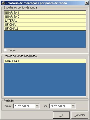 4.4 MARCAÇÕES POR PONTO DE RONDA Exibe as marcações por ponto de ronda dentro de um determinado período, trazendo as informações do ponto(s) de