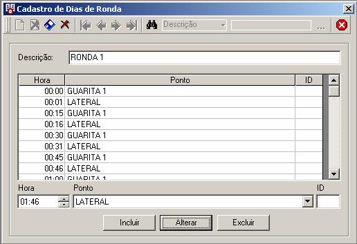 3.2 DIAS DE RONDA Consiste na associação do Horário e do Ponto de Ronda em que o Vigia deve bater a ronda.