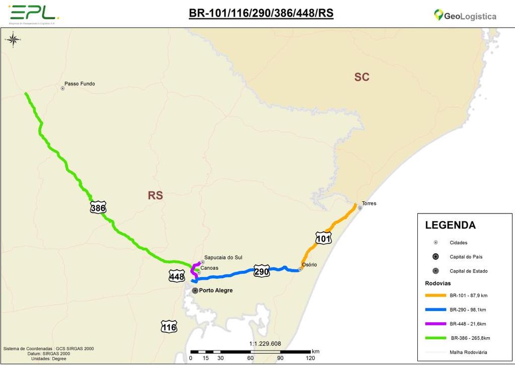 LOCALIZAÇÃO BR-101/290/386/448/ RS, no trecho da BR-101/RS, entre a divisa SC/RS até o entroncamento com a BR-290 (Osório); da BR-290/RS, no entroncamento com a BR-101(A) (Osório) até o km 98,1; da