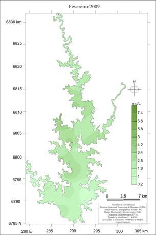 57 A distribuição da variável COD no reservatório Passo Real (Figuras 4.6 e 4.