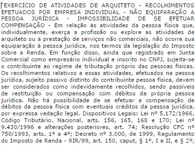 Não equiparação a pessoa jurídica - Processo de