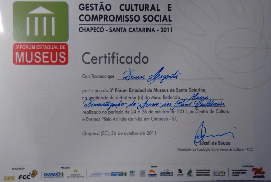 Certificado Palestrante Mesa