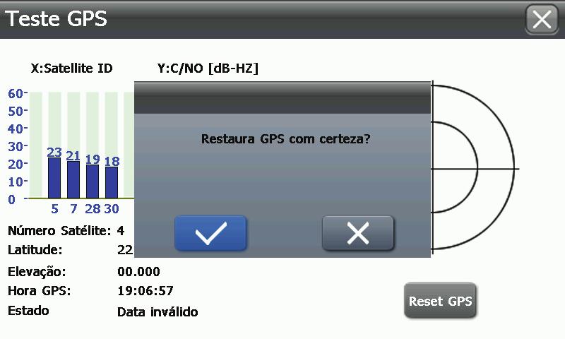 13º passo: Clique no botão ok (V) e gguarde o GPS se conectar a no