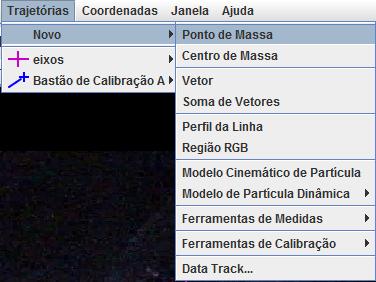 MASSA Na sequência, clique na aba TRAJETÓRIAS, NOVO e selecione PONTO DE Em seguida
