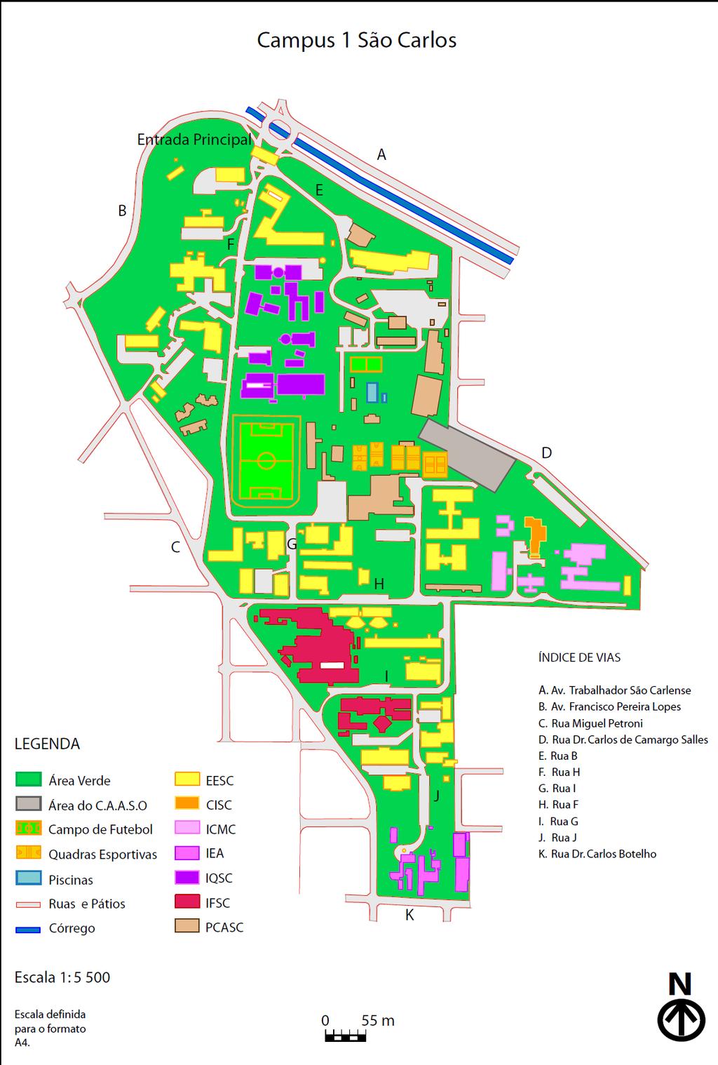 Figura 3 - Mapa do Campus I da USP São Carlos Na Tabela 2 é apresentada a área construída