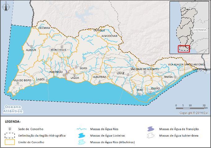 3. REGIÃO HIDROGRÁFICA Breve súmula do PGRH em vigor A Região Hidrográfica das Ribeiras do Algarve (RH8), com uma área total de 5 511 km2, integra as bacias hidrográficas das ribeiras do Algarve