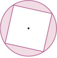 2. Na figura ao lado está representado um círculo de raio 20 cm e um quadrado inscrito nesse círculo. 2.1 Prova que o lado do quadrado é igual a 2 10 cm. 2.2 Determina um valor aproximado, por excesso com erro inferior a 0,001, da área da região colorida da figura.