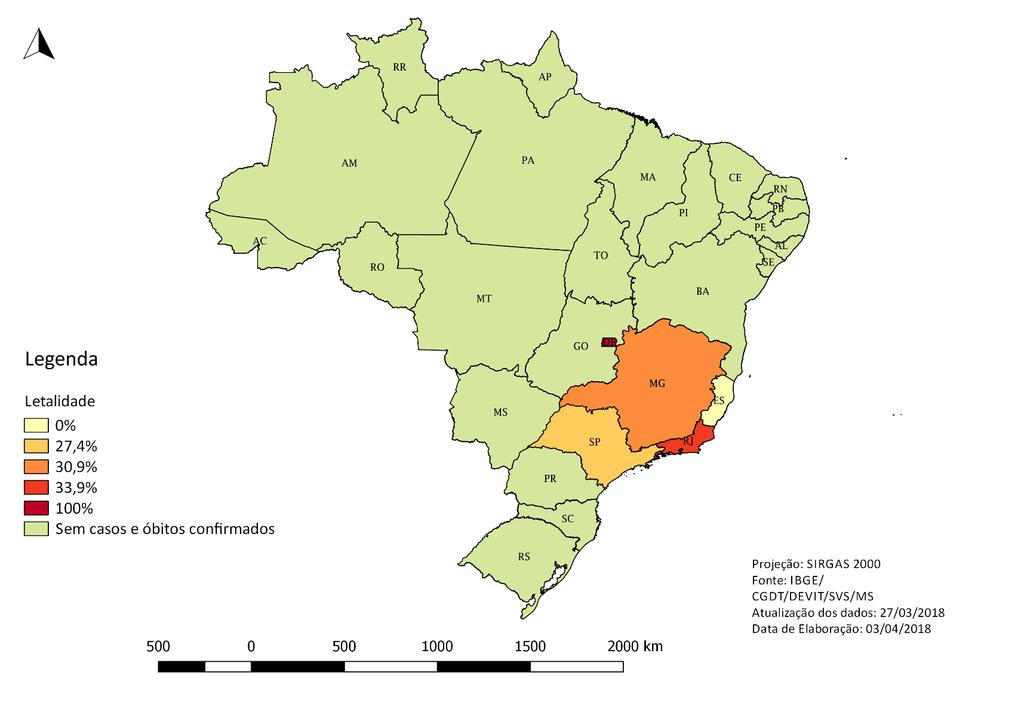 Imagem 3- Taxa de letalidade por Febre Amarela, por