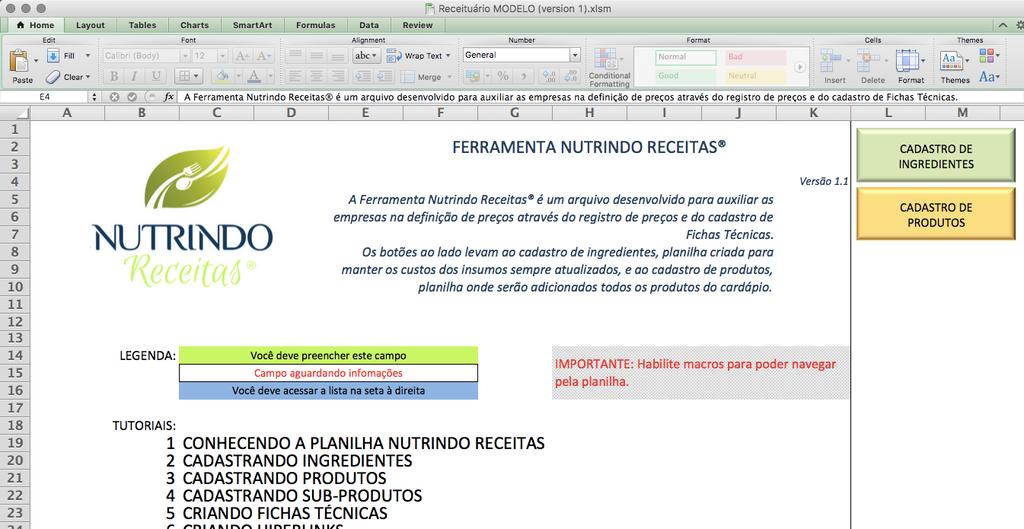 Com noções básicas de excel e acessando os tutoriais, você consegue utilizar todas funcionalidades da planilha.