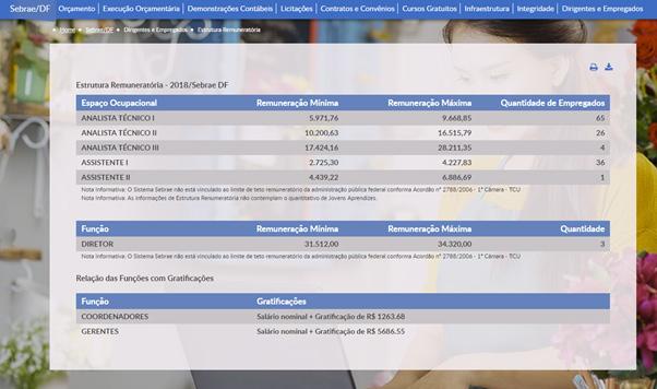 Dirigentes e Empregados O Portal da Transparência do Sistema Sebrae possui uma área relativa à sua administração de recursos humanos, apresentada como Dirigentes e Empregados.