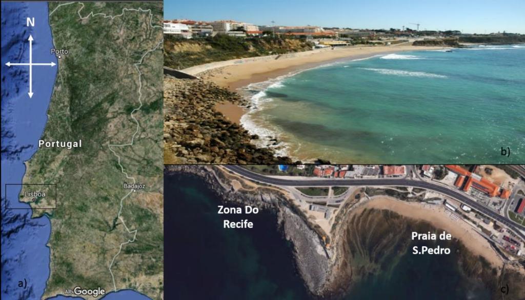 3. Caso de estudo - Ensaio experimental do recife artificial na praia de S. Pedro do Estoril 3.1. Descrição sucinta do local A praia de S.