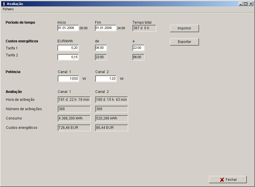 SELEKTA top2 8.6 Avaliação Na avaliação pode efectuar o cálculo dos custos energéticos para um detrdo período de tempo. 1. Clique no botão Avaliação. Surge a janela de diálogo Avaliação. 2.