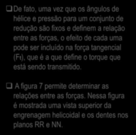 3. Esforços actuantes nas transmissões helicoidais De fato, uma vez que os ângulos de hélice e pressão para um conjunto de redução são