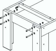 FIXAÇÃO DOS PÉS Prenda os pés junto à estrutura base, u lizando o conjunto de componentes de fixação relacionados abaixo na seguinte ordem: PARAFUSO SI CL ZB M10X70MM, ARRUELA LISA ZB 2X10,5X21MM