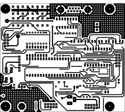 Layout da Placa de Circuito Impresso: Figura 1 Layout da PCI lado solda, componentes e silk do módulo PIC16F877A em escala 1:2 Lado solda Lado componentes Silk O CI U1,