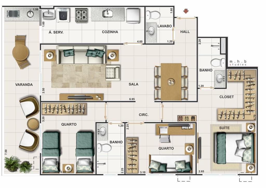 APARTAMENTO DE 3 QUARTOS COM