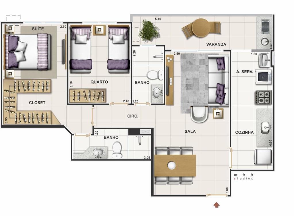 APARTAMENTO DE 2 QUARTOS COM