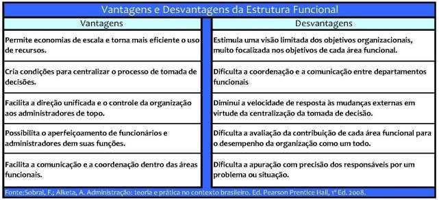 Aula 00 Entre as principais vantagens e desvantagens desta estrutura estão: Figura 20 - Estrutura Funcional.