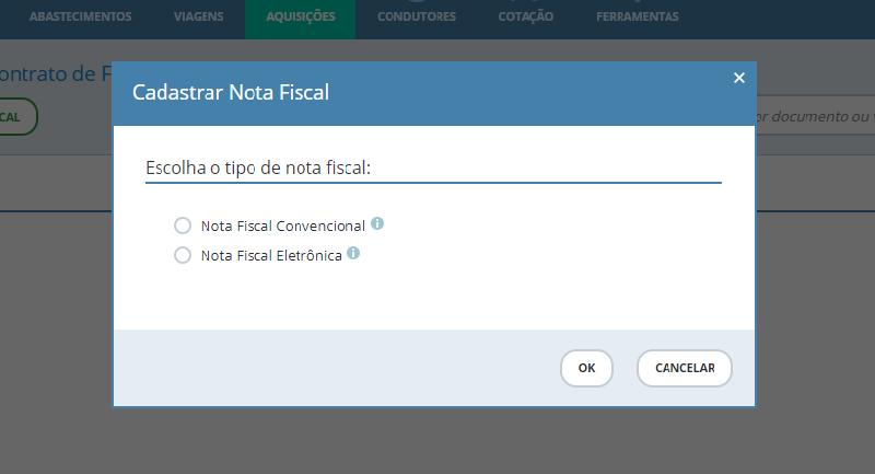 Faturamentos notas fiscais A nota fiscal deve ser cadastrada pelo fornecedor, no entanto há casos em que o gestor efetua a inserção da NF, nestes casos, clique em