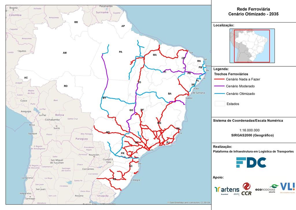 Desenvolvimento: cenário Otimizado Projetos ferroviários