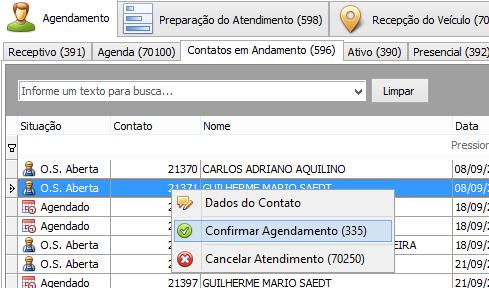 Todos os contatos passíveis de cancelamento (que não possuem O.S. aberta, nem peça reservada), serão cancelados automaticamente.