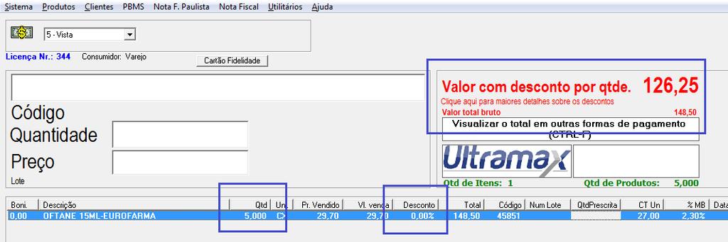 Quando se clica em Clique aqui para maiores detalhes sobre os descontos é exibida mensagem como a abaixo, contendo os produtos que interferem nesses descontos: Para descontos que envolvem quantidade,