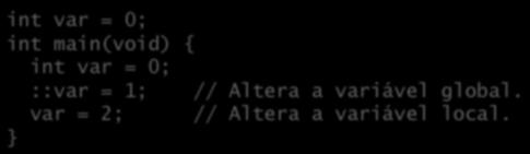 Resolução de escopo A implementação de um método é prefixada com o operador de resolução de escopo (::): BigInt:: BigInt (char* digitstring) { Moavo: diferente de Java, o método não encontra-se