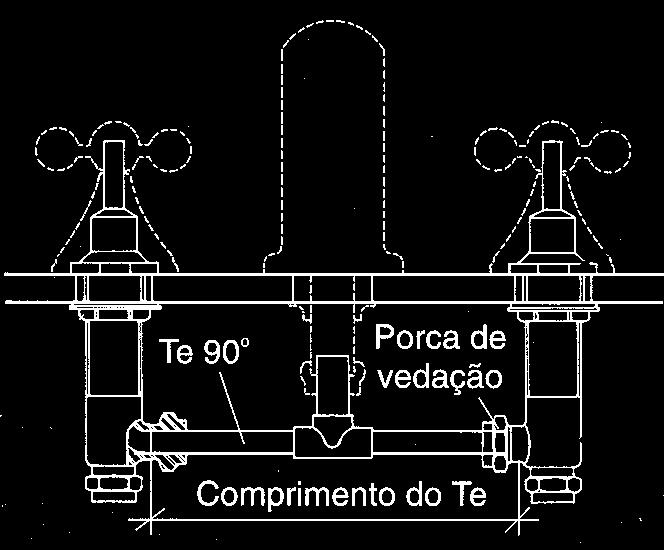 LINHA GRAND ANTIQUE Porca inferior 08000 Instalação do Misturador Para Bidê - Retire a porca superior () de cada corpo lateral ().