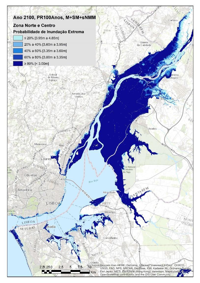 Cenários de inundação Costeira Cenários de Inundação Extrema: ESTUÁRIO DO TEJO 2050 2100