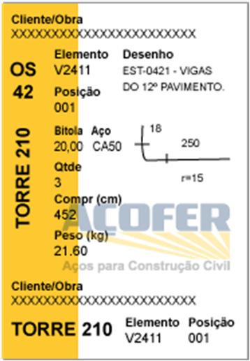 Aço carbono Recebimento A etiqueta de identificação deve informar: Fabricante Categoria do aço