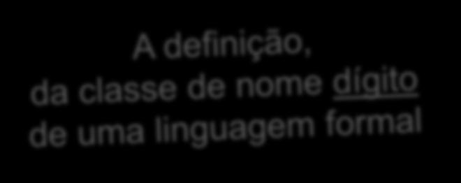 Exemplo Símbolo terminal dígito 0 1 2 3 4 5 6 7 8 9 Nome do