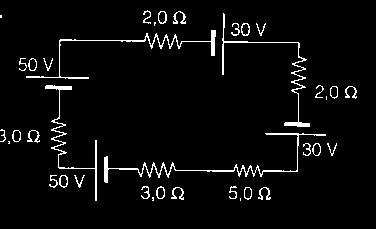 Calcule as características do receptor bem como o rendimento do gerador. 45) No ccto abaixo calcule a potência elétrica disspada no resistor de 5Ω.