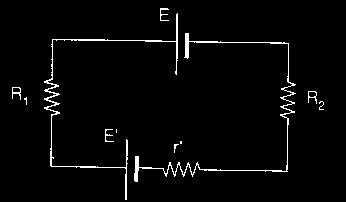 Calcule a corrente fornecida para que a bateria seja carregada, bem como,o rendimento de cada um dos componentes. 40) No circuito abaixo, identifique quem é o gerador e o receptor.