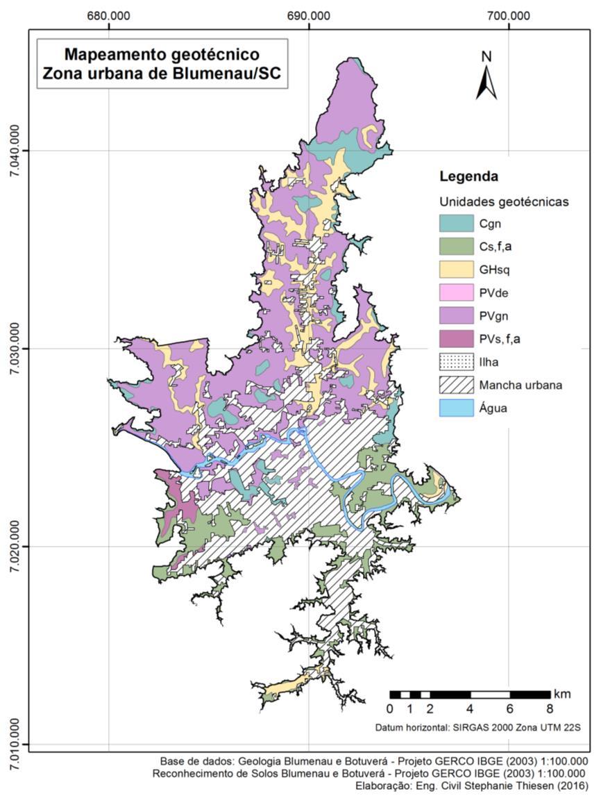 124 Mapa 11 Mapeamento Geotécnico Zona urbana de Blumenau/SC.