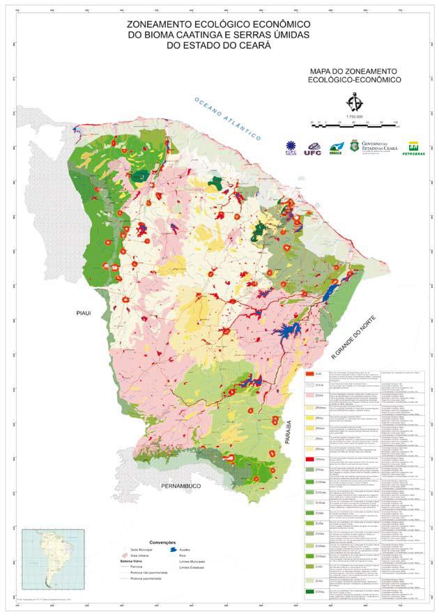 Figura 2: Zoneamento Ecológico Econômico do Bioma Caatingas e Serras Úmidas do Estado do Ceará. Fonte: Ceará, 2007.