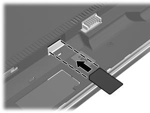 5. Vire o computador ao contrário numa superfície plana, com o compartimento da bateria voltado para si. 6. Remova a bateria. 7. Insira o SIM na respectiva ranhura e empurre-o suavemente até encaixar.