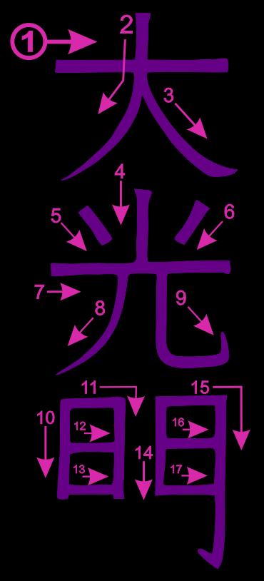 Traçando o Dai Ko Myo Ao lado podemos observar o traçado do símbolo; O Dai Ko Myo possui uma variedade de formas e