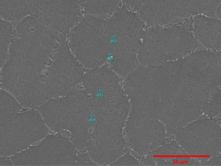 Flemings (1965). Tabela 4.1. Concentrações de soluto encontradas na amostra Ponto Posição (µm) % Ni 1 0,00 0,19 2 9,86 0,11 