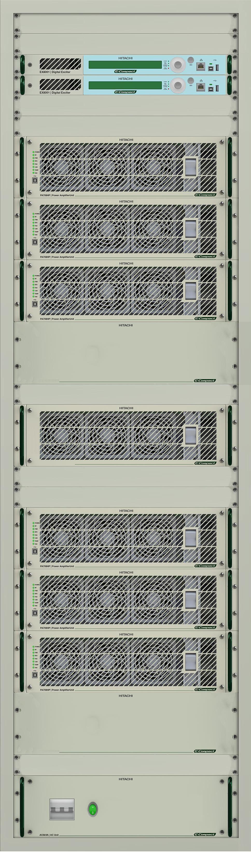 A linha alta potência é composta por transmissores refrigerados a ar com potências de saída de 200W até 4,8 kw (depois do filtro) para padrão ISDB-Tb.