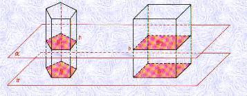 h, sendo h a altura do prisma, ou seja, a distância entre as bases. Sombreada a cinzento está a superfície correspondente às duas bases.