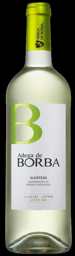 Adega Cooperativa de Borba Adega de Borba D.O.C. Branco Borba Alentejo D.O.C. 8 a 10ºC 13,0% vol Roupeiro, Antão Vaz e Arinto International Wine & Spirit Competition 2012 Reino Unido: Medalha de bronze; Decanter World Wine Awards 2012 Reino Unido: Vinho Recomendado.