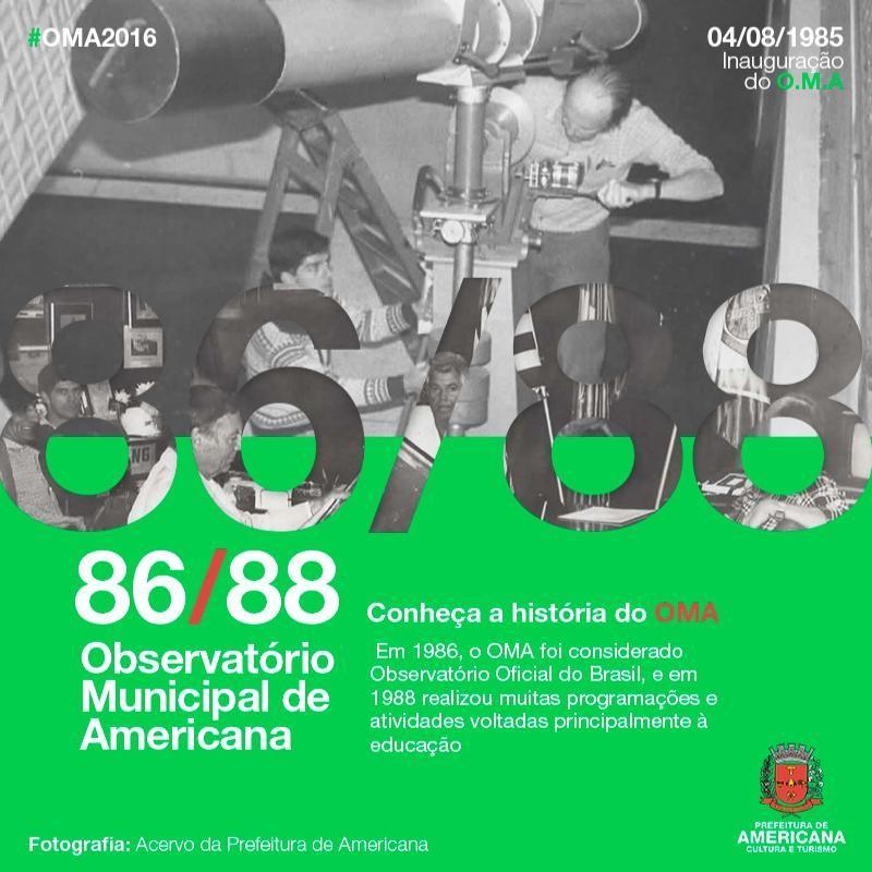 OMA (1986 e 1988) O OMA foi catalogado como Observatório Oficial do Brasil para a observação do Cometa Halley.