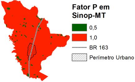 Mapa do Fator LS em Sinop-MT. O mapa do fator C obtido pelo processo do item 2.3.