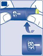 B Exemplo O marcador de doses parou: restam 52 unidades Rode o seletor de dose para trás até o marcador de doses mostrar 0.